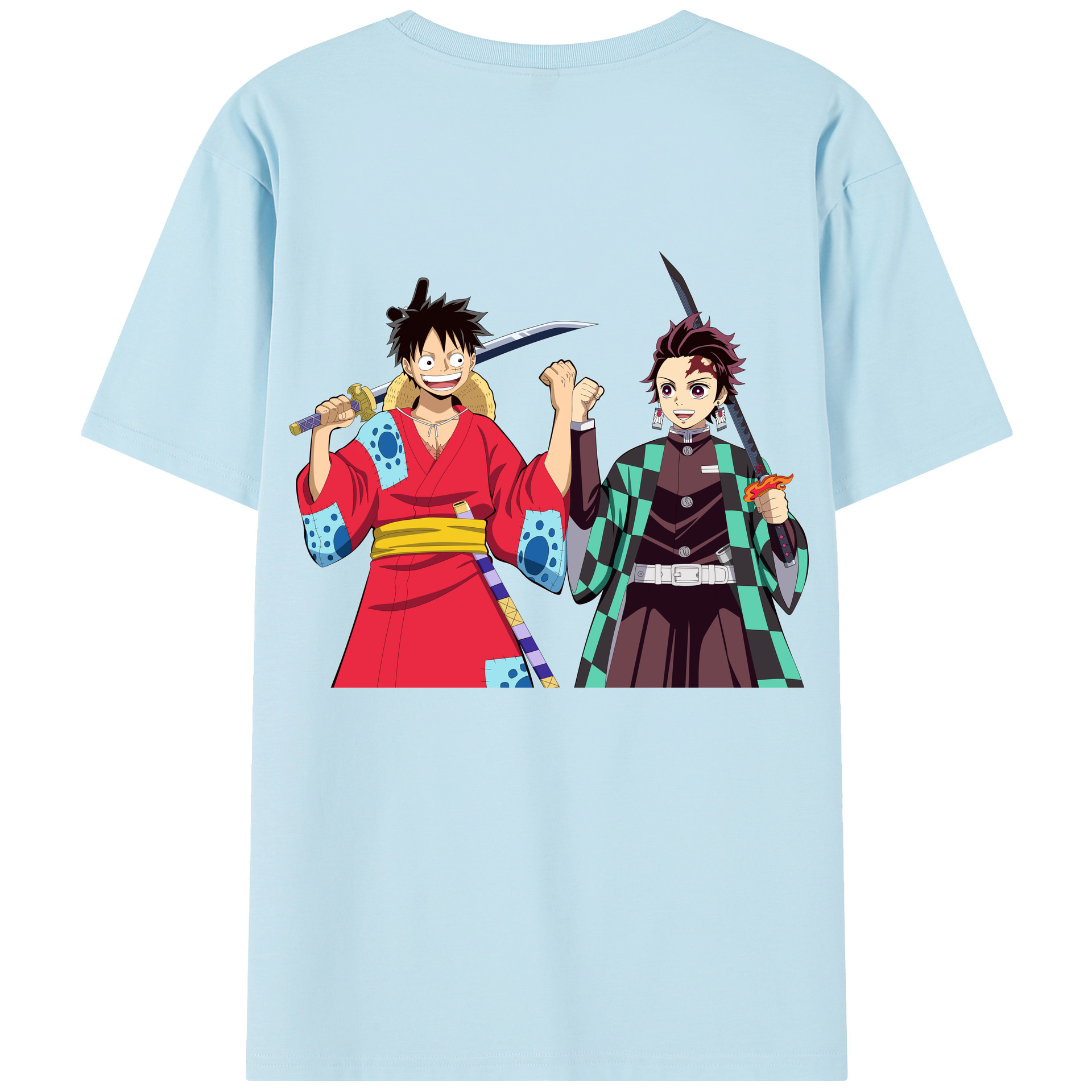 （画像用） 鬼滅の刃 竈門 炭治郎／かまど たんじろう Kamado Tanjirou 綿100％半袖Tシャツ（背面プリント）